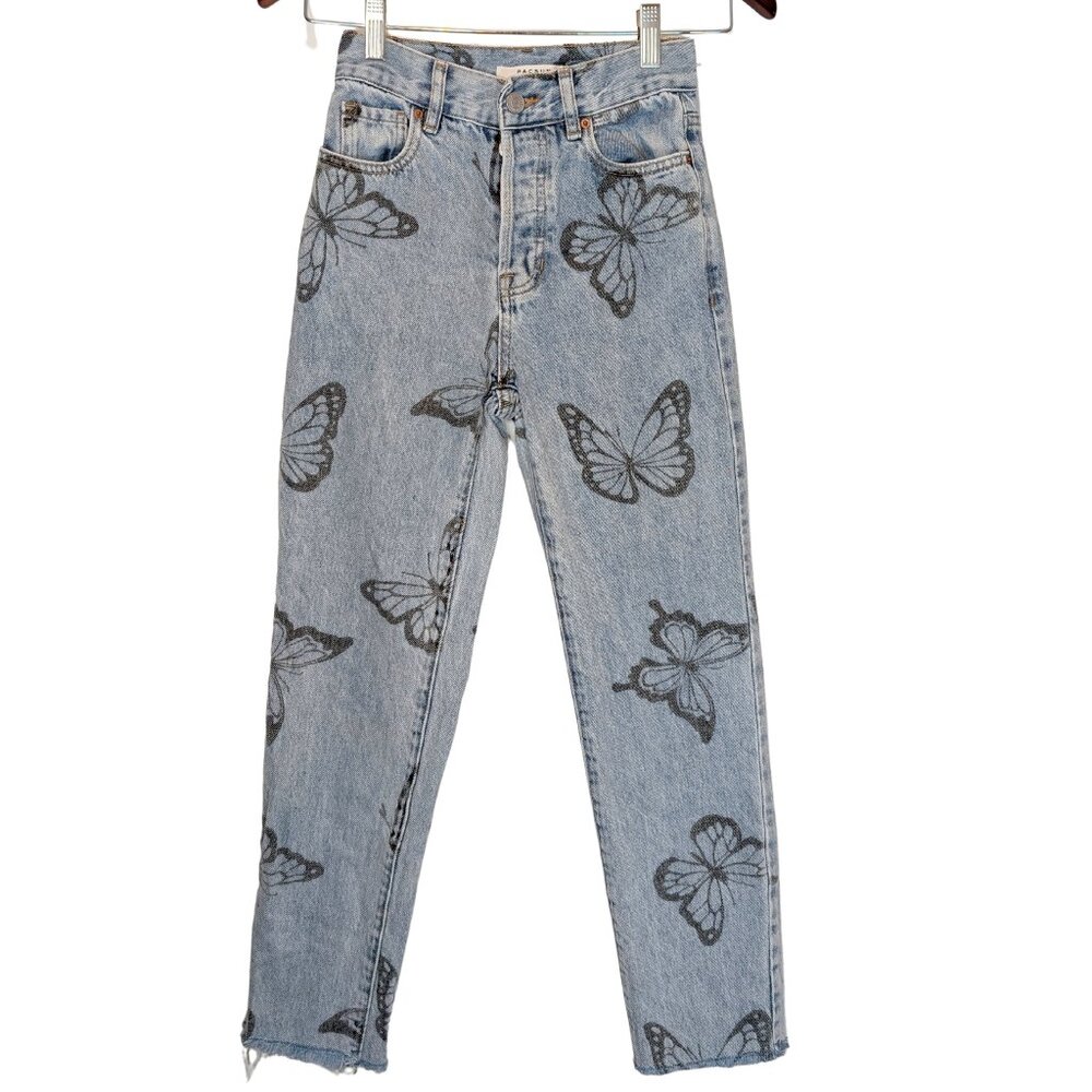 PacSun Womens Jeans High Waisted Straight Leg Size 22 Butterfly Y2K Button Fly